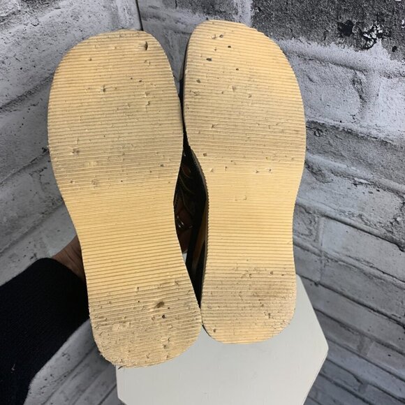 Vintage Y2K Denim Faux Leather Square Open Toe Platform Wedge Sandal - Picture 10 of 10